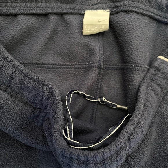 Nike Mens fleece like pants navy blue white Sz medium drawstring pockets - Picture 3 of 4